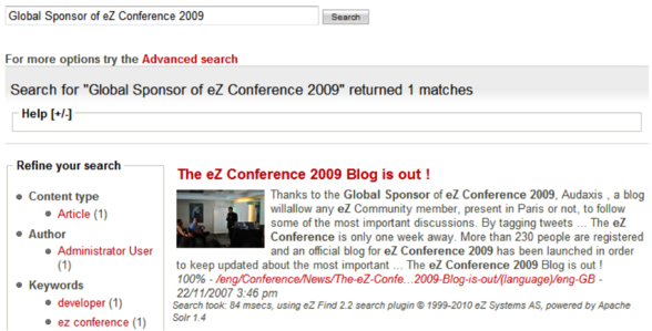 eZ Find highlighting
