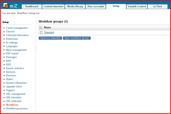 Setting up an eZ Publish workflow event - step 1