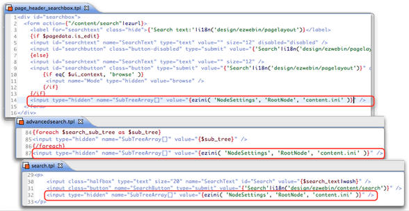 Update search template code